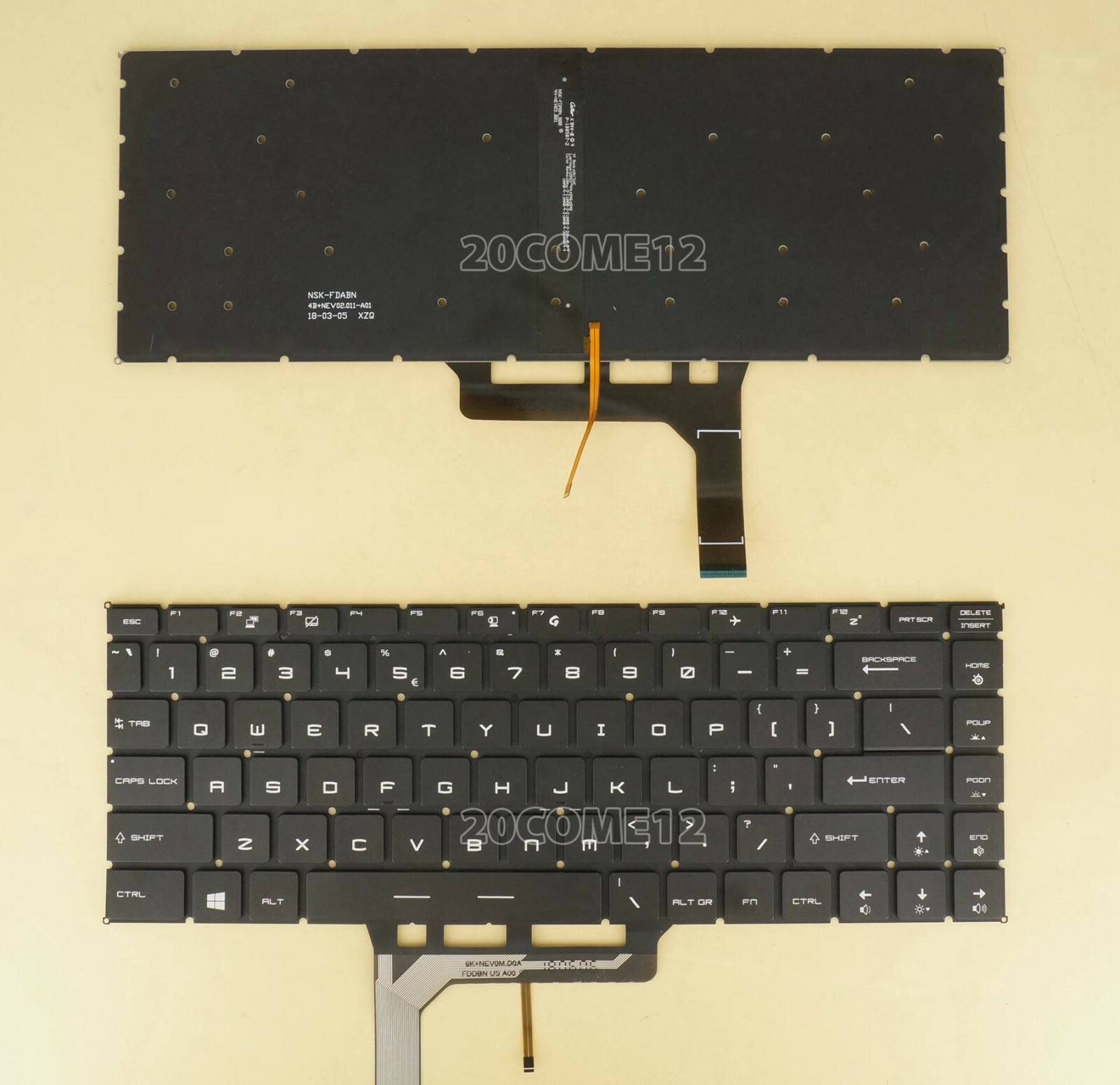 New For MSI WP65 9TH, WS65 9TJ, WS65 9TK, WS65 9TL Keyboard White backlit US