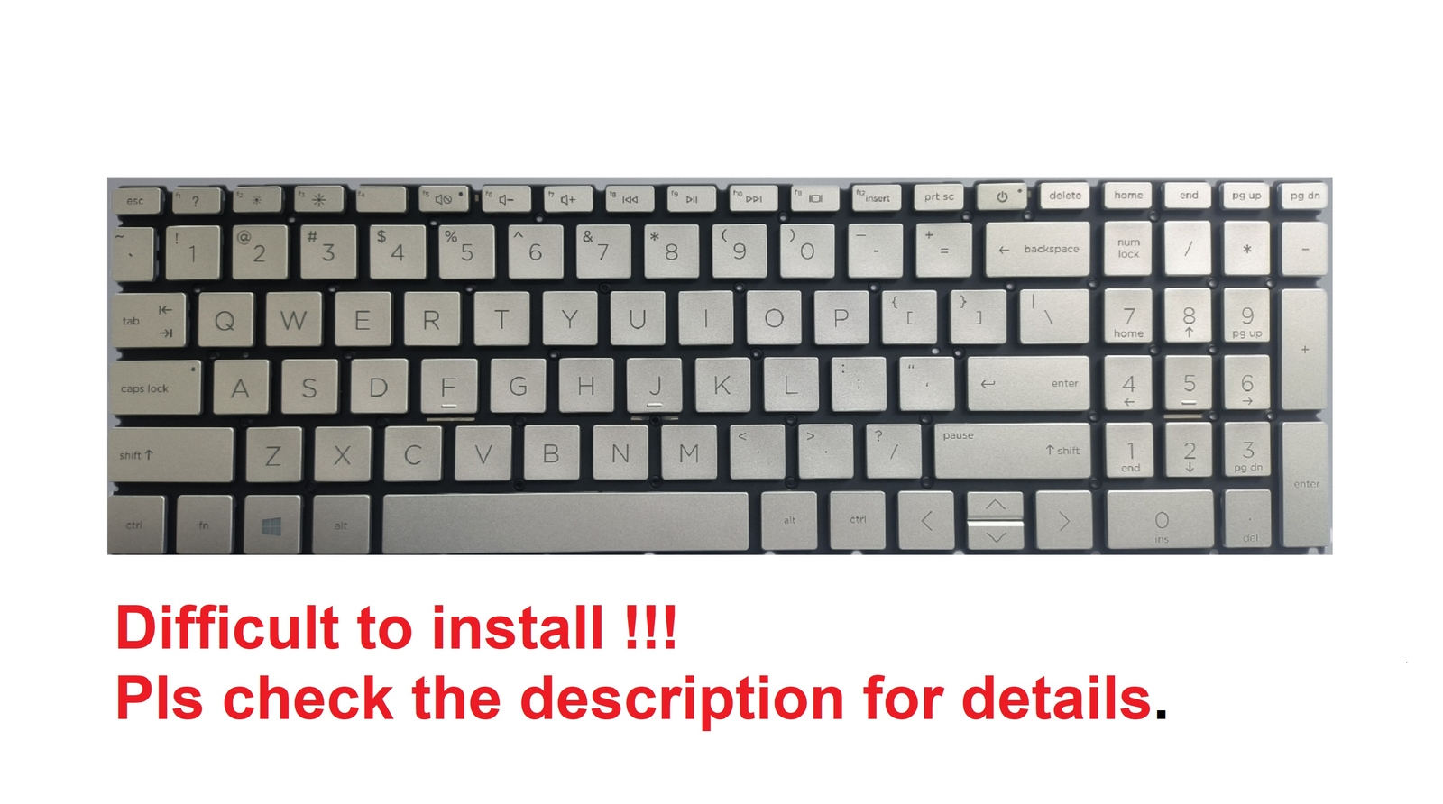 US Silver Keyboard for HP PN: HPM19N8 Non-Backlit