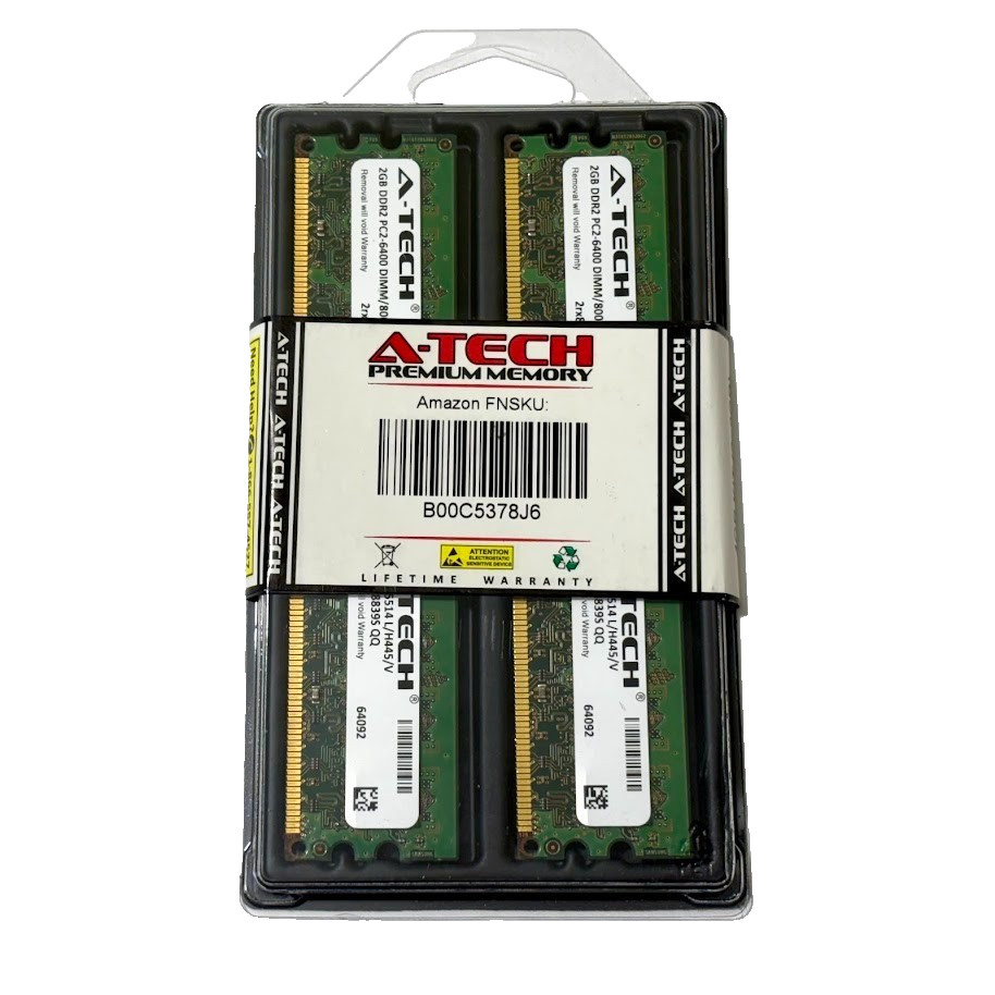 A-Tech 4GB 2x 2GB PC2-6400 Desktop DIMM DDR2 800 MHz Non-ECC Memory RAM 6400U 4G
