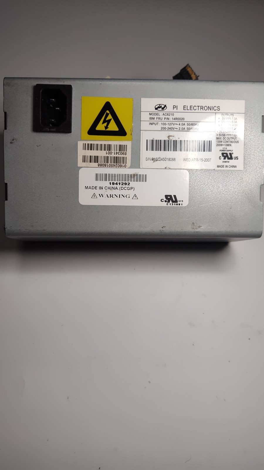 PI Electronics Power Supply AC6210 IBM 14R0020 130W