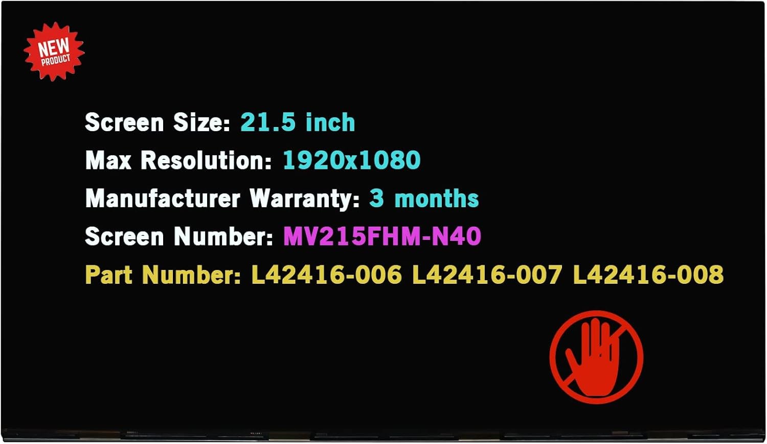21.5" LCD Screen for HP L91002-001 FHD 30pin Non-Touch Display
