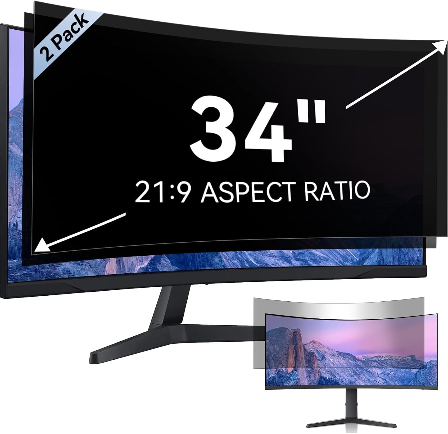 [2-Pack] 34 Inch Computer Privacy Screen for 21:9 Aspect Ratio Widescreen Mon...