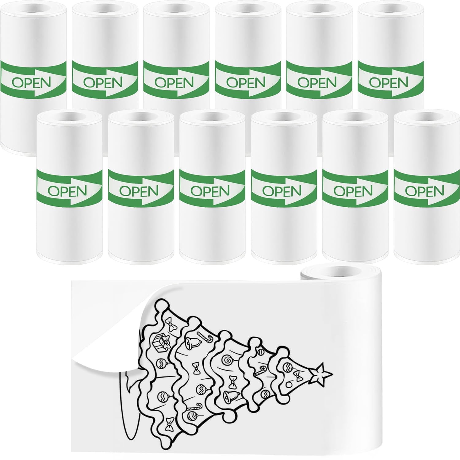 12 Rolls Mini Thermal Printer Sticker Paper, 57x25mm, High-Contrast Sticker P...