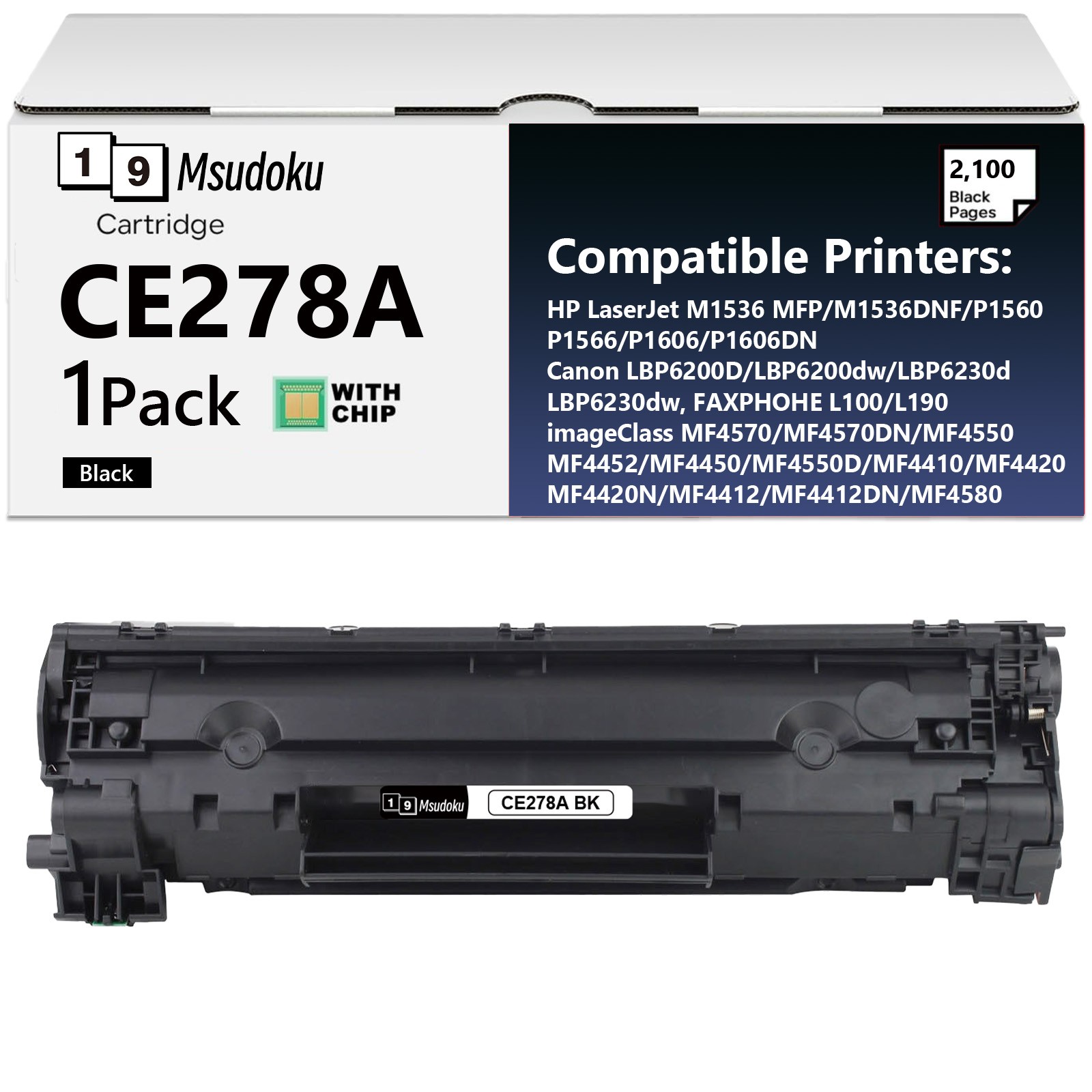 1 PACK CE278A BLACK Toner Cartridge For HP LaserJet P1560 P1566 P1606 P1606DN