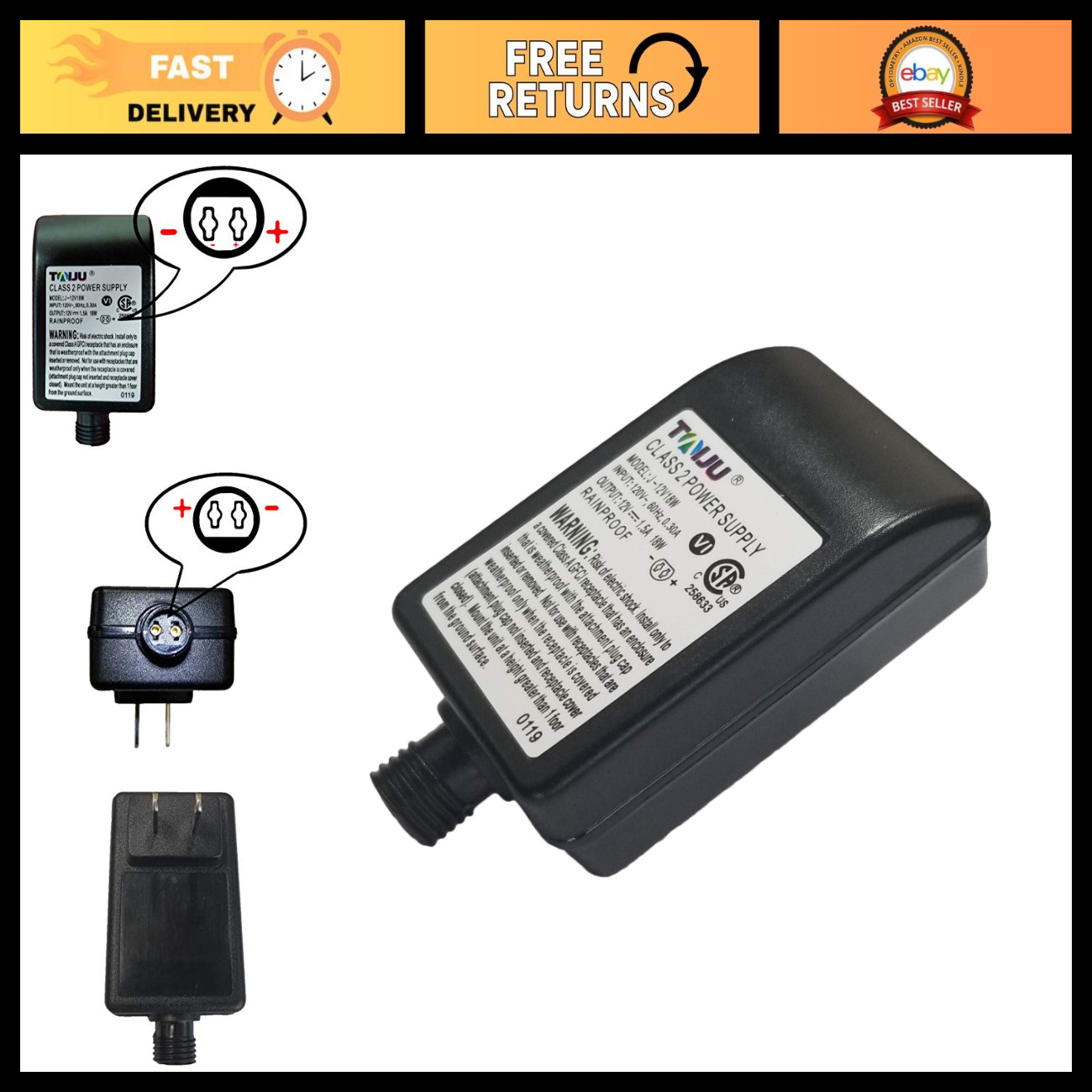 12V 1.5A Inflatable Air Pump Adapter - Replacement Power Supply for Air Mattress