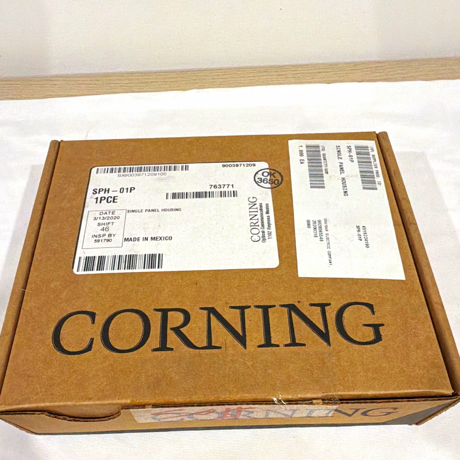 Corning SPH-01P Single Panel Housing 1-Port Optical 1U 19in Rack Mount-Brand New