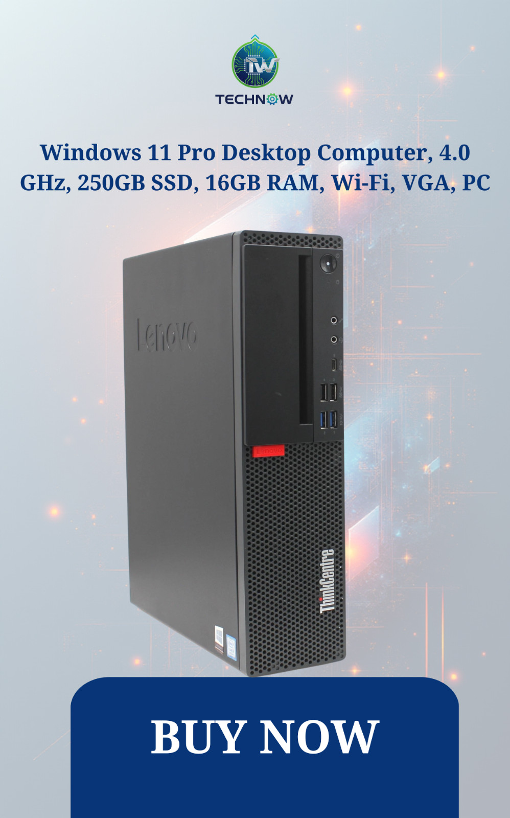 Windows 11 Pro Desktop Computer, 4.0 GHz, 250GB SSD, 16GB RAM, Wi-Fi, VGA, PC