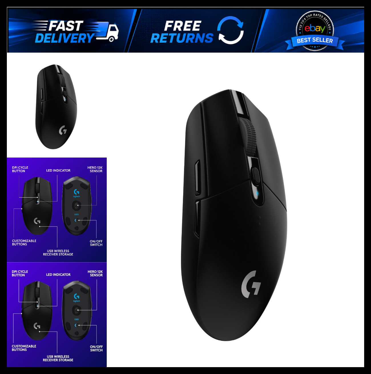 Logitech G305 Lightspeed Wireless Gaming Mouse - Black