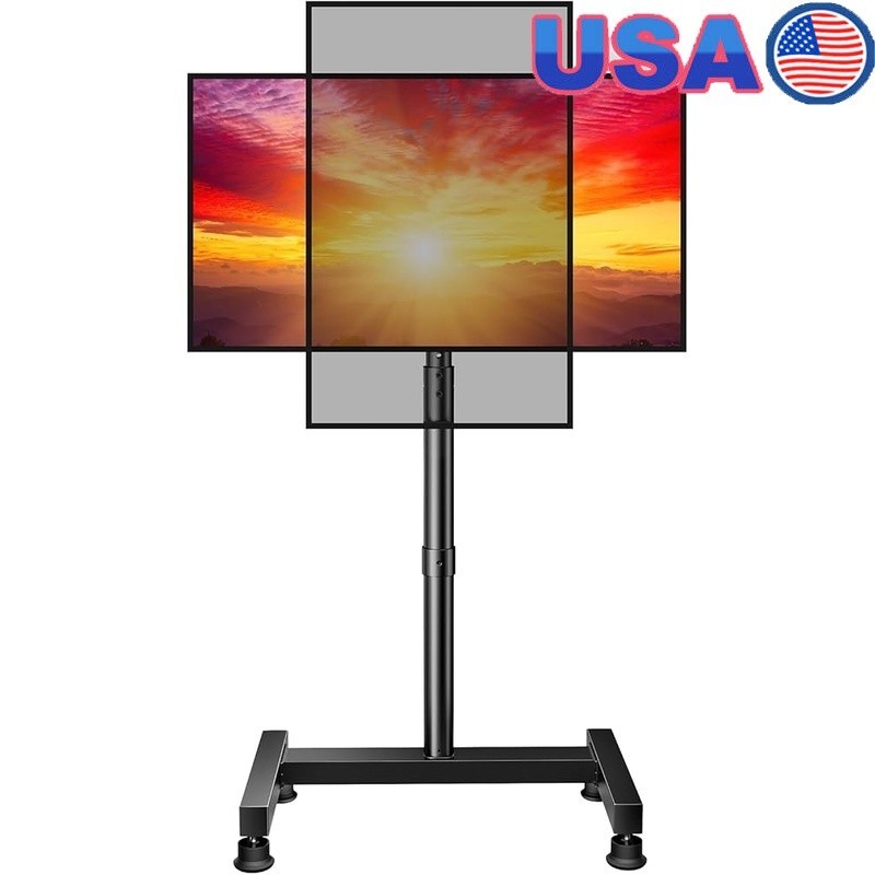 Adjustable Floor TV Stand 26-50 Inch Monitors Rotating VESA Mount L-Shaped Base