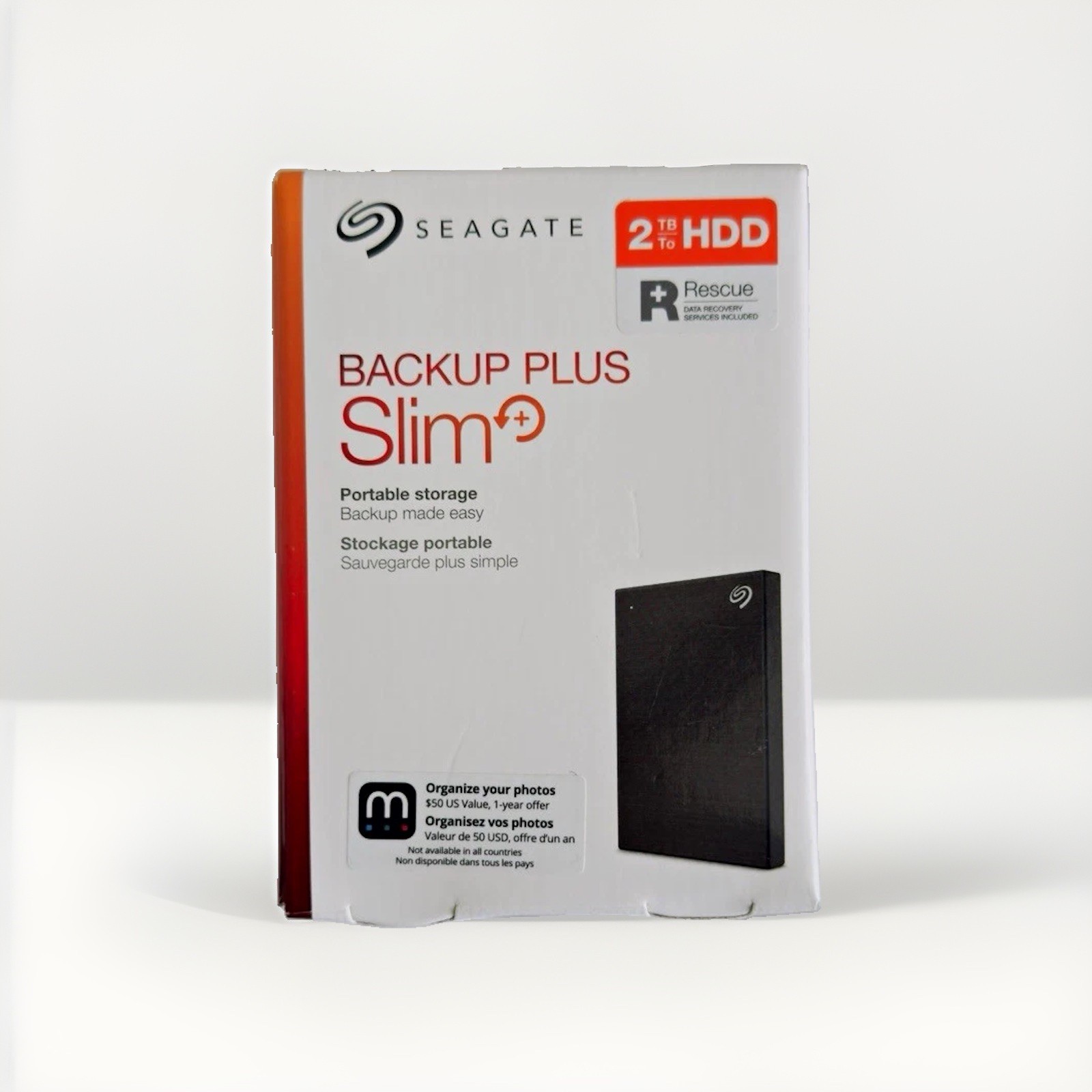 Seagate Backup Plus Slim 2TB Portable External HDD USB 3.0 Black 2.5"