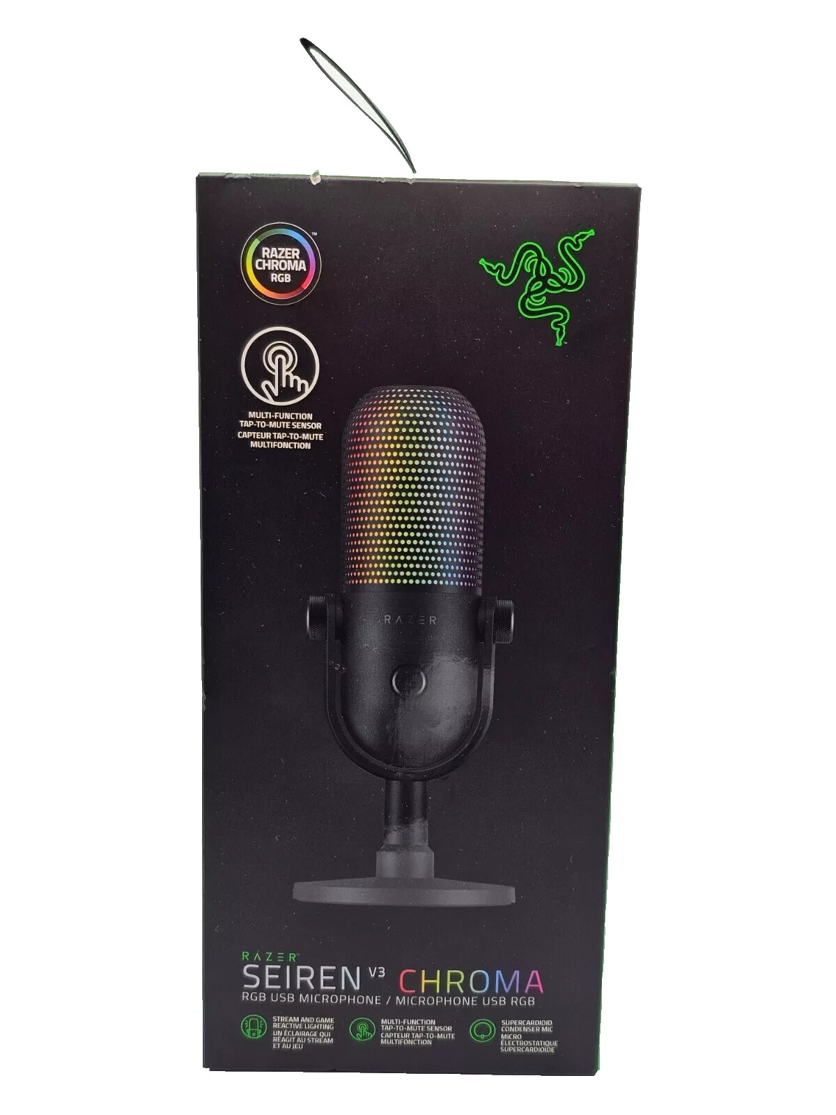 Razer Seiren V3 Chroma RGB USB Microphone with Tap-to-Mute Sensor - NEW OPEN 