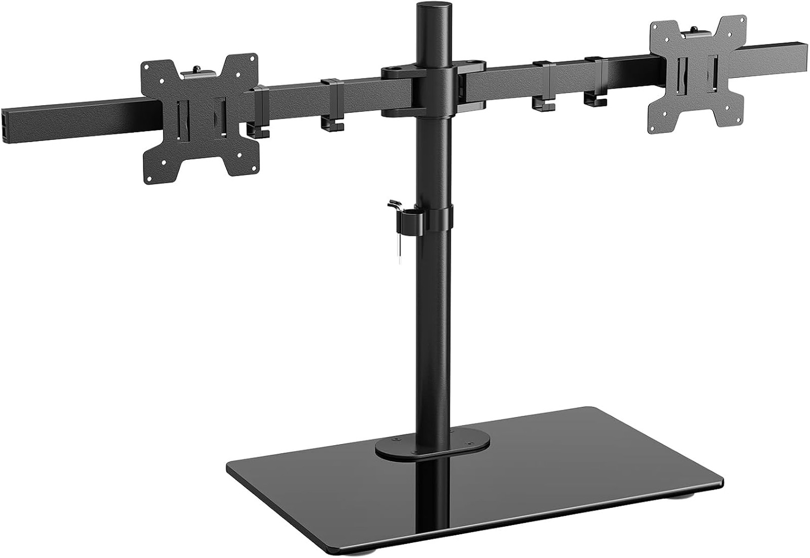 Dual Monitor Stand Height Adjustable Glass Base Fits 32 Inch LCD LED Curved