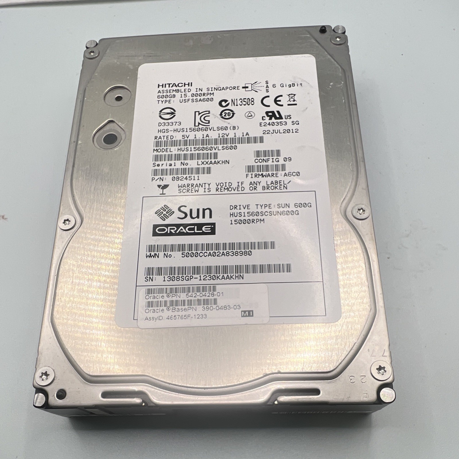 Sun Oracle 7010135 3TB 7.2K SAS Hard Disk Drive Hitachi HUS723030ALS640 W/O TRAY