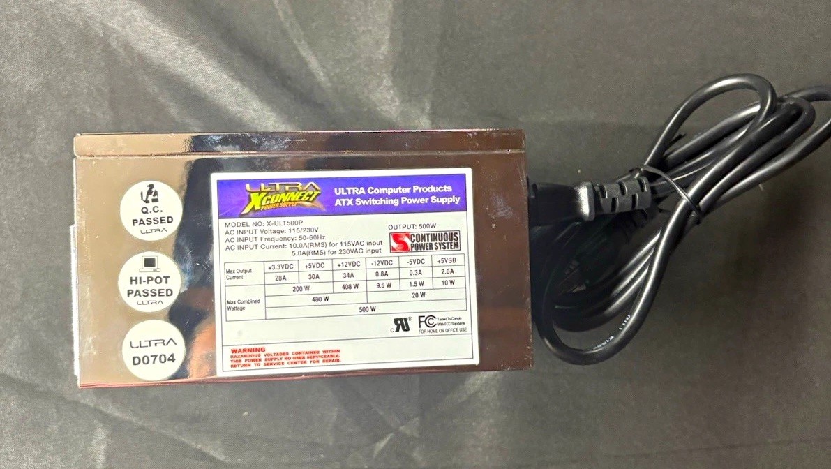 Ultra X-Connect U3-500P 500W ATX Modular Power Supply Unit Silver with cables