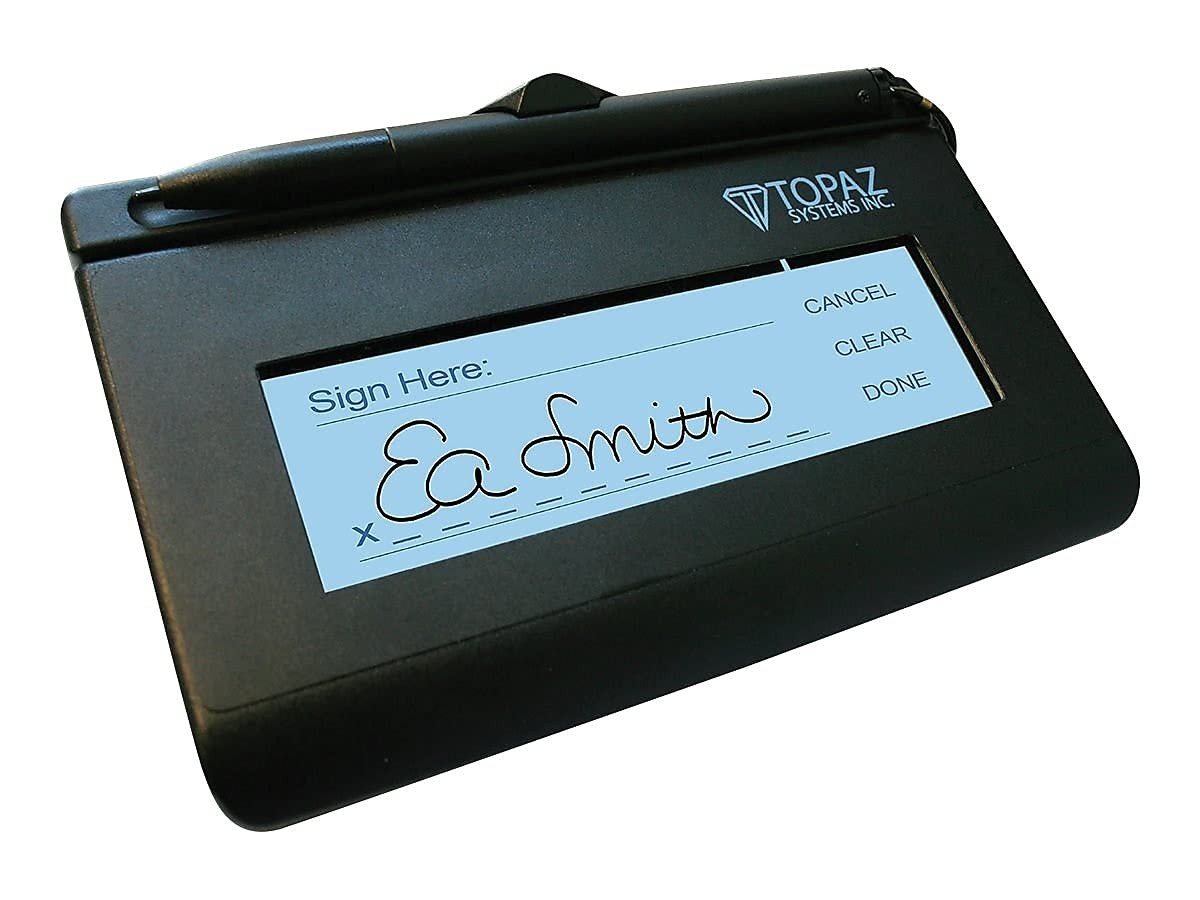 Topaz SignatureGem T-LBK462-HSB-R 1X5 Backlit LCD Capture Pad USB Connection