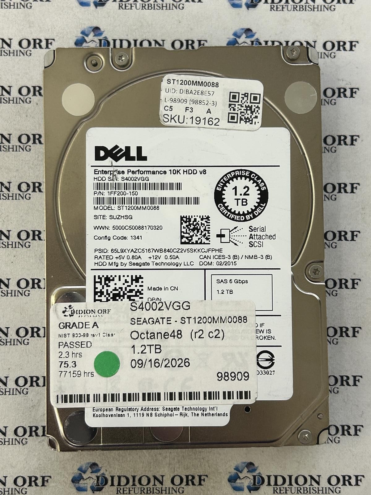 DELL 1.2TB 2.5" SAS Server HDD 10000 RPM ST1200MM0088, GRADE A, SKU 19162