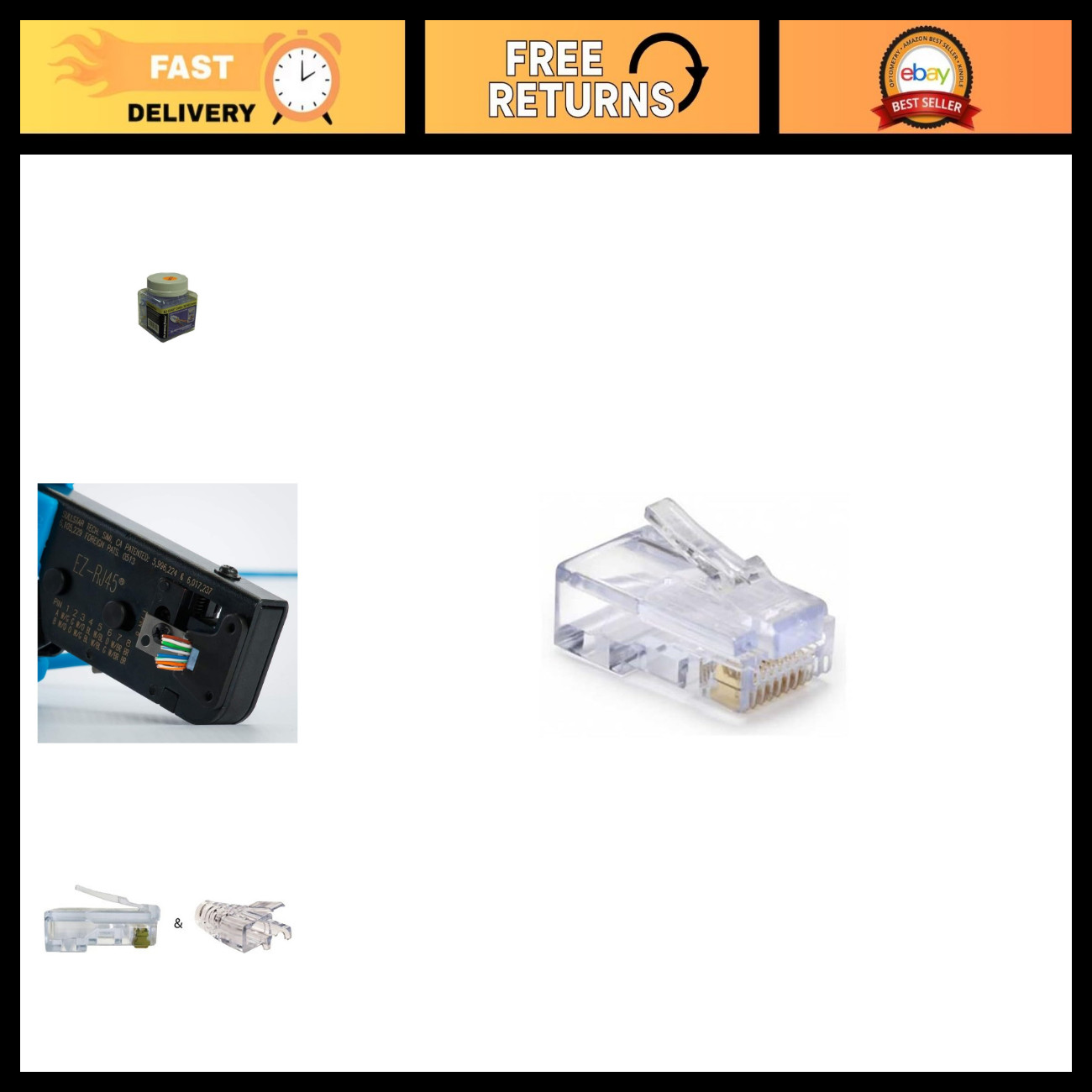 EZ-RJ45 Cat6 Modular Connectors 50/50 Combo for Ethernet Cable Termination, 100