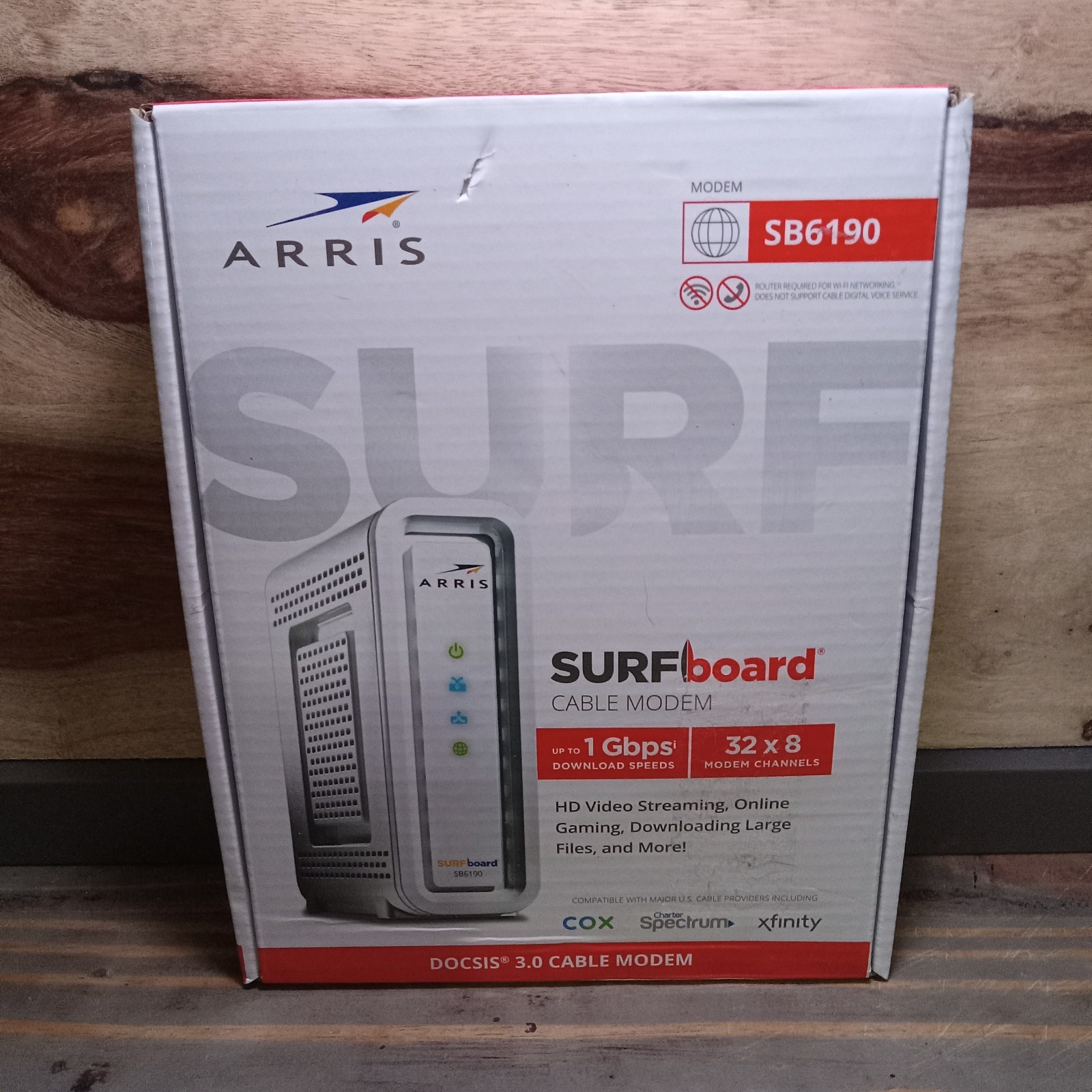 ARRIS SURFboard SB6190 DOCSIS 3.0 Cable Modem 32x8 1 Gbps White