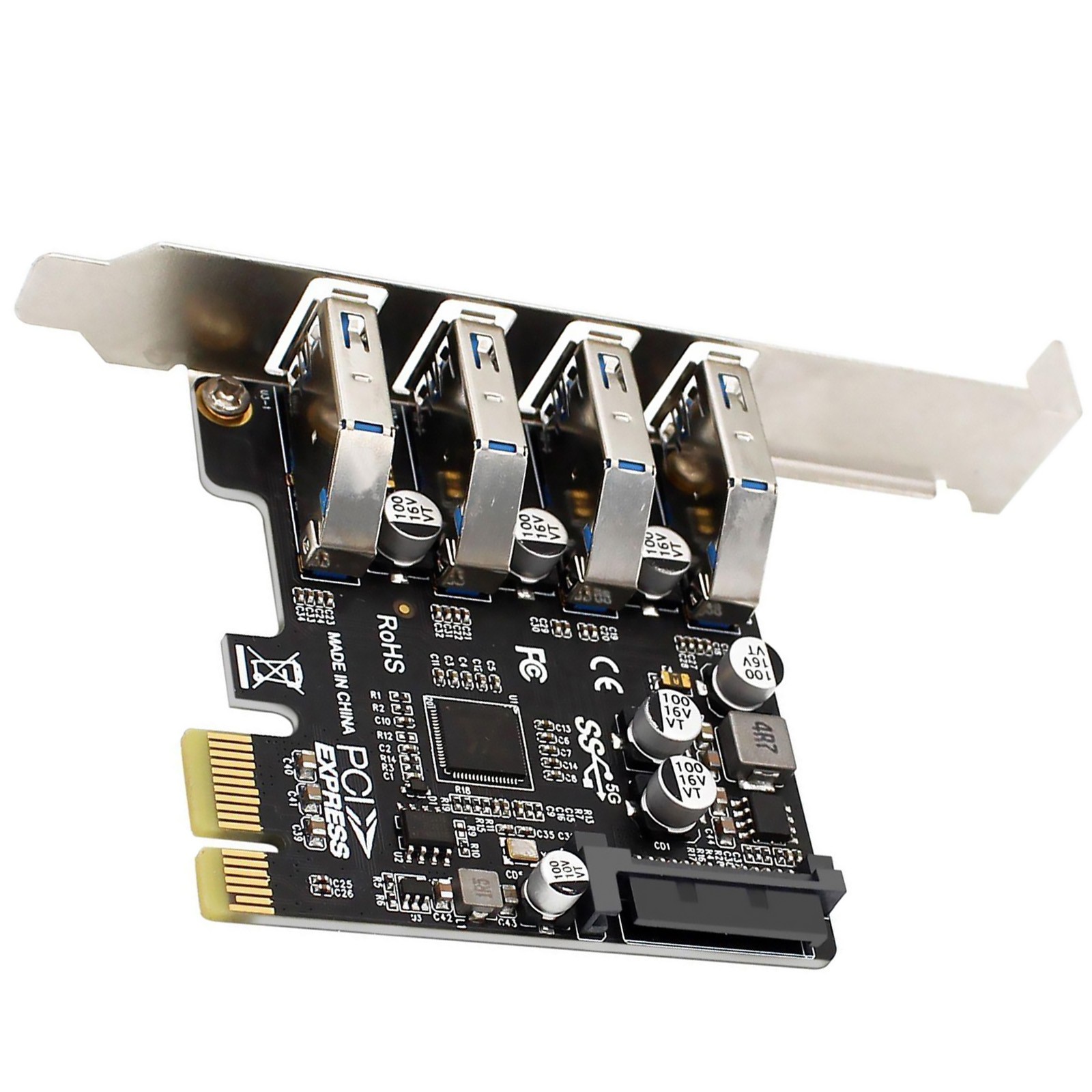 4 Ports PCIe USB 3.0 HUB Adapter Expansion Card 5Gbps VL805 PCI-E X1 for Desktop