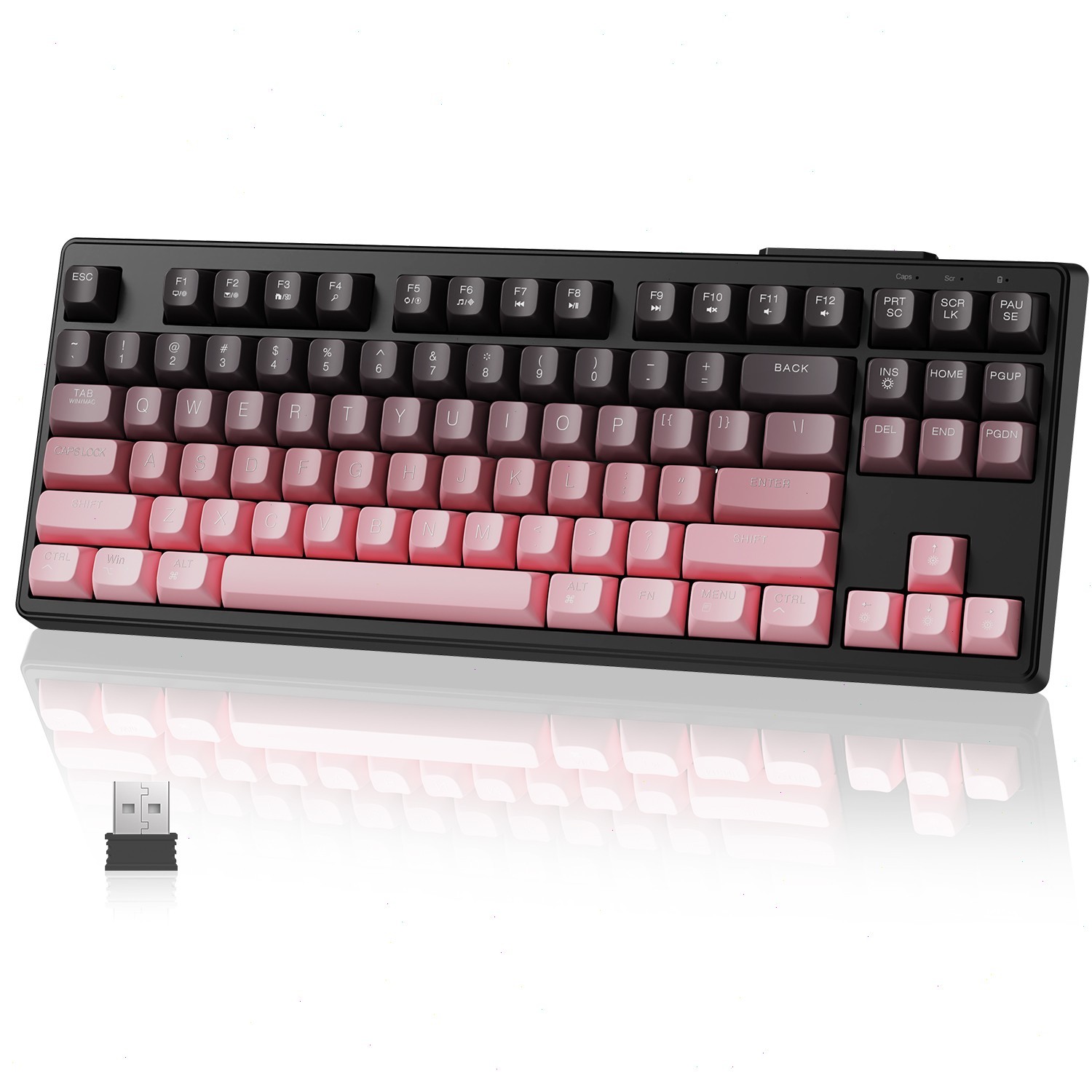 FREEWOLF M87 Wireless Gaming Keyboard RGB Backlit Silent Membrane Keys PC Mac