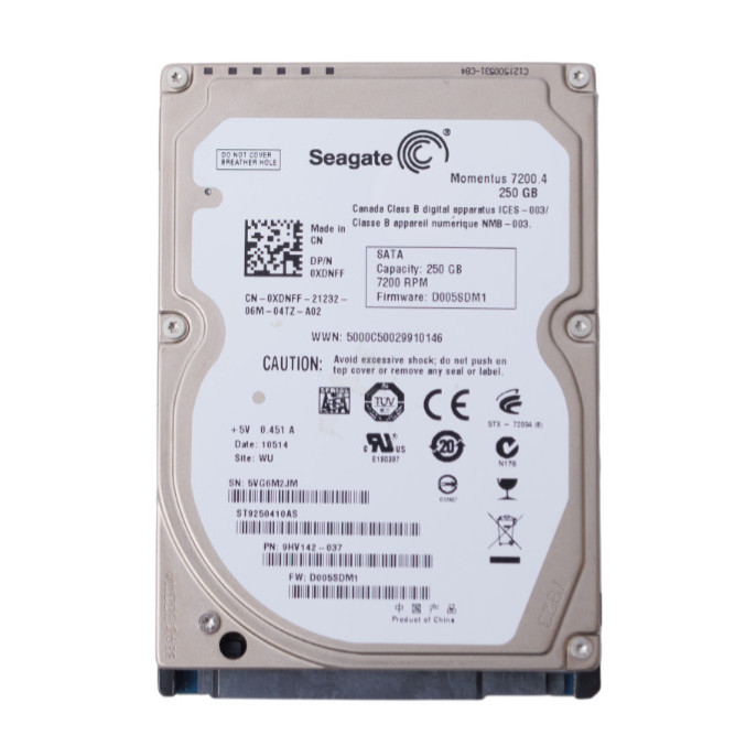 Dell ST9250410AS 250GB 7200 RPM 3Gb/S SATA 2.5" Seagate Laptop Hard Drive XDNFF