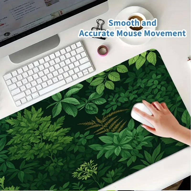 1pc a Botanical Design Mouse Pad, Featuring a Large Non-Slip Rubber Base, a Wa