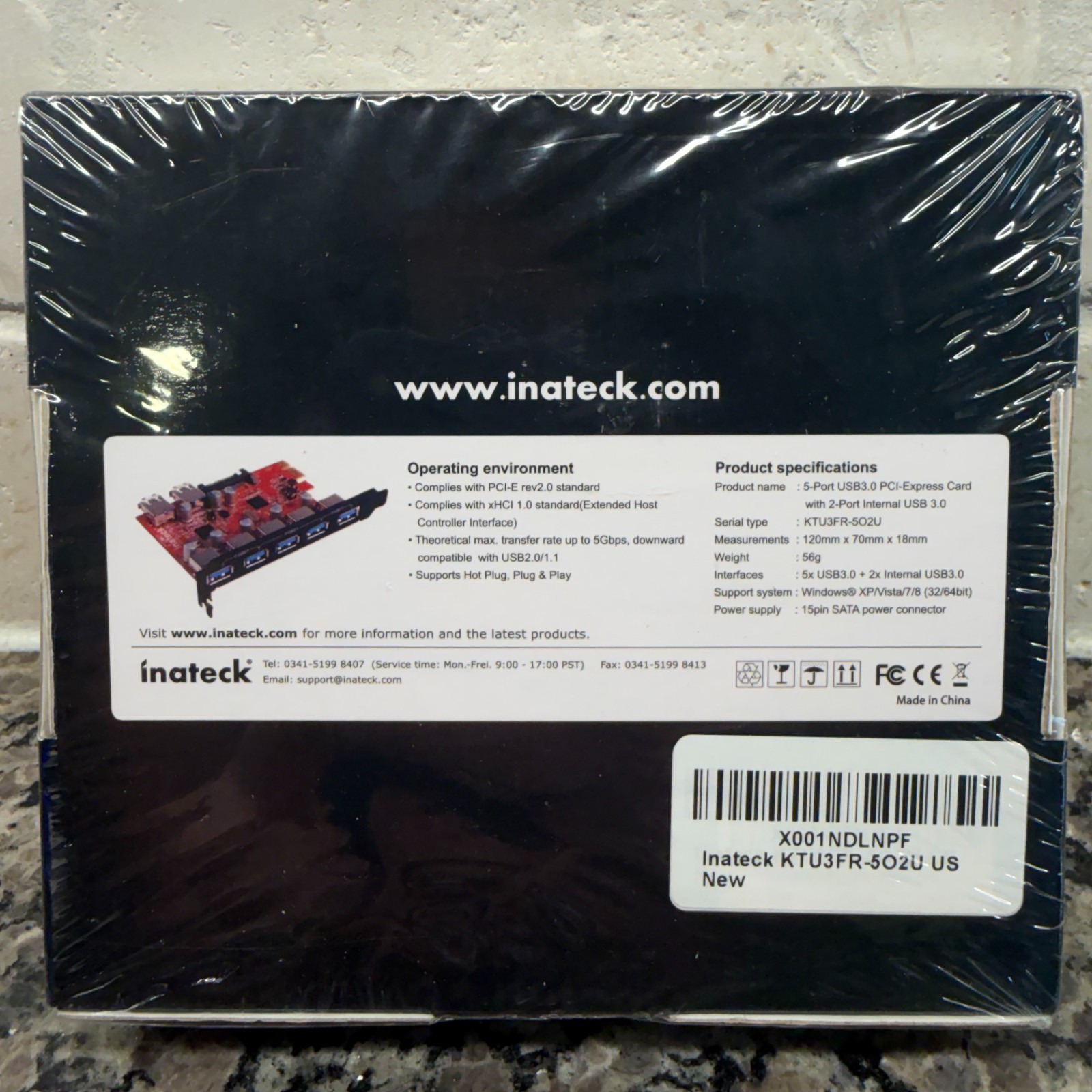 Inateck KTU3FR-5O2U 7-Port USB 3.0 PCIe Expansion Card 5 Rear 2 Internal SEALED