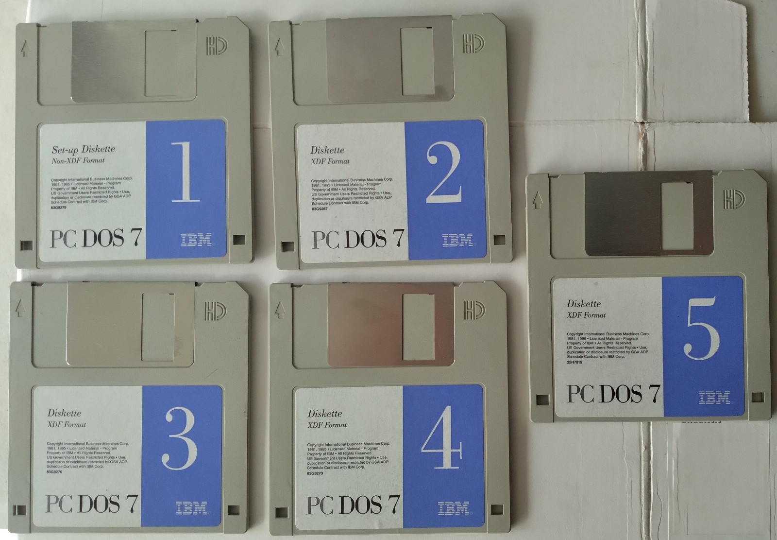 IBM PC DOS 7: 5 XDF (FDC) 3.5" Disks / Six 3.5" Digital/Diskettes for USB Floppy