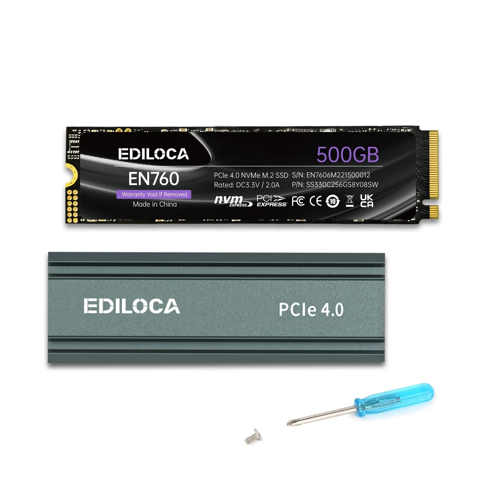 Ediloca EN760 M.2 NVMe SSD PCIE 4.0 PS5 SSD Hard Drive With Heatsink Lot