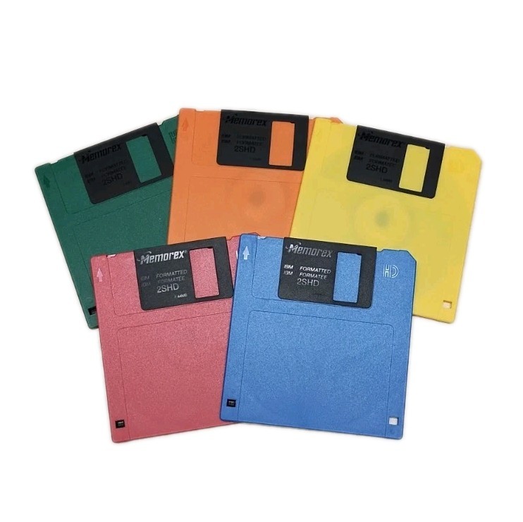 (4) Floppy Disks NEW COLOR MEMOREX 2HD  3.5" IBM Format 1.44 MB  WITH LABEL