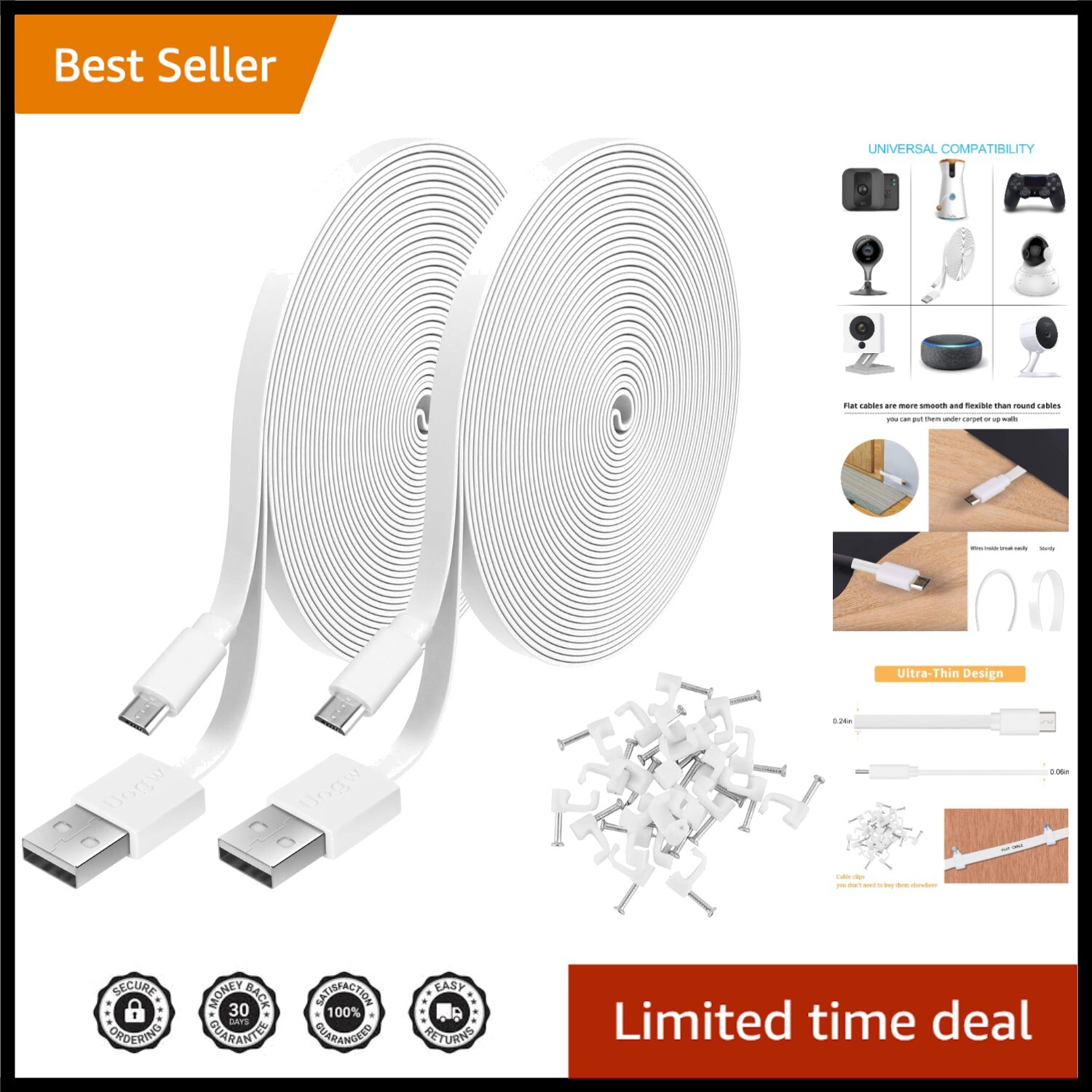 Extend Your Security with 20FT Power Cables for WyzeCam & Amazon Cloud Cameras