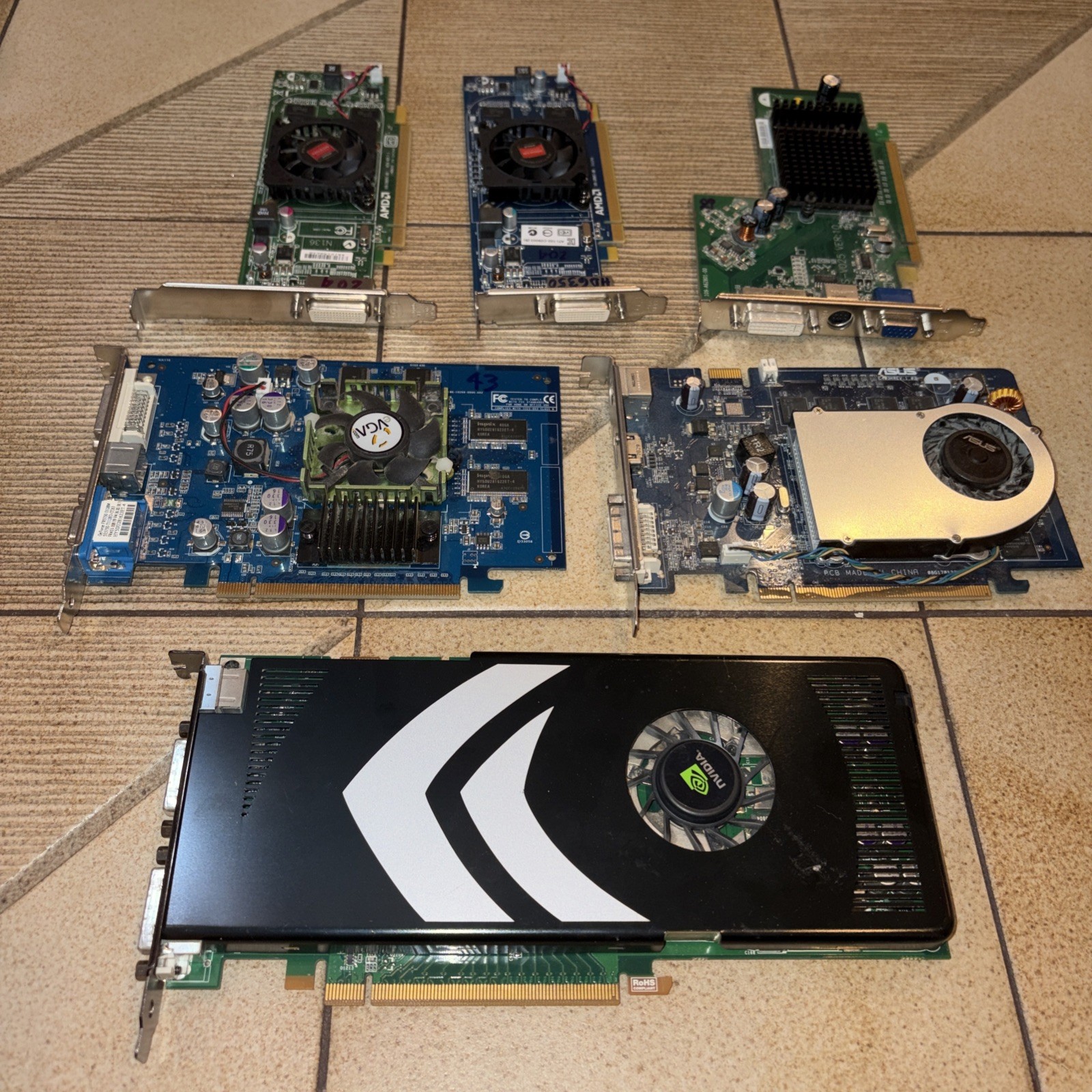 6-Qty Radeon Nvidia Graphics Cards Desktop GPU P393 FX5750 HD6350 more Working