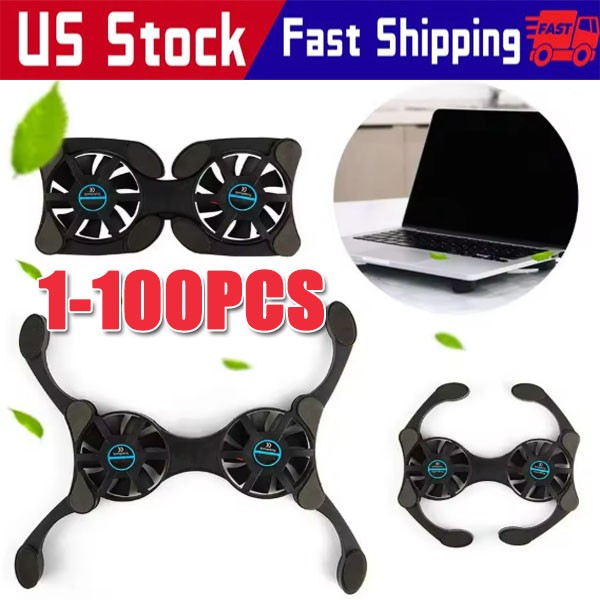 Dual USB Cooling Fan Pad Foldable Slim Fans Cooler Stand For Laptop Notebook LOT