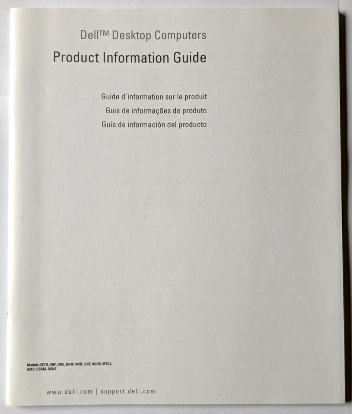 Original Dell Desktop Computers Product Information Guide 0T4860A02