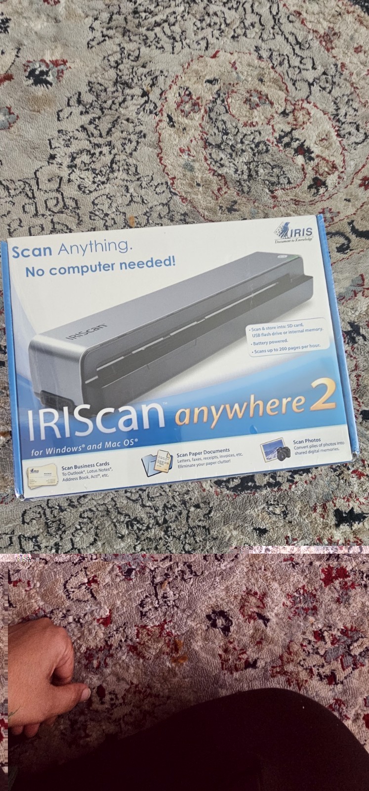 IRIS IRIScan Anywhere 2 Portable Mobile Scanner USB 2.0 600 DPI