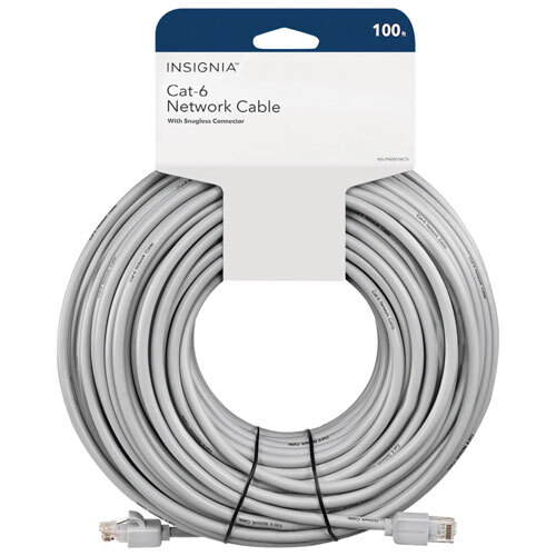 Insignia 30.5m (100ft.) Cat6 Ethernet Cable 1Gbps Gray NS-PNW76C0-C