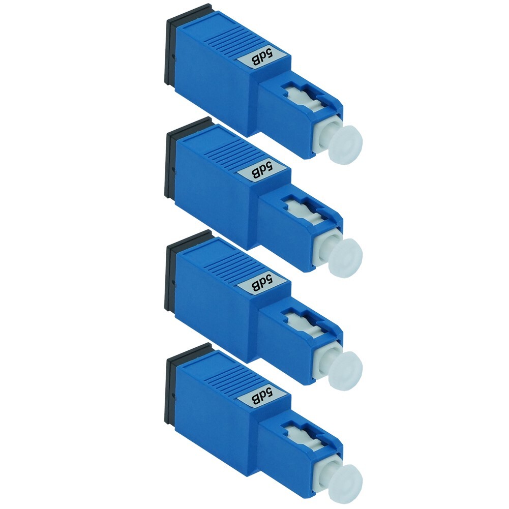 4x 5dB SC UPC Connector Fiber Optic Optical Attenuator Single Mode Plastic Blue
