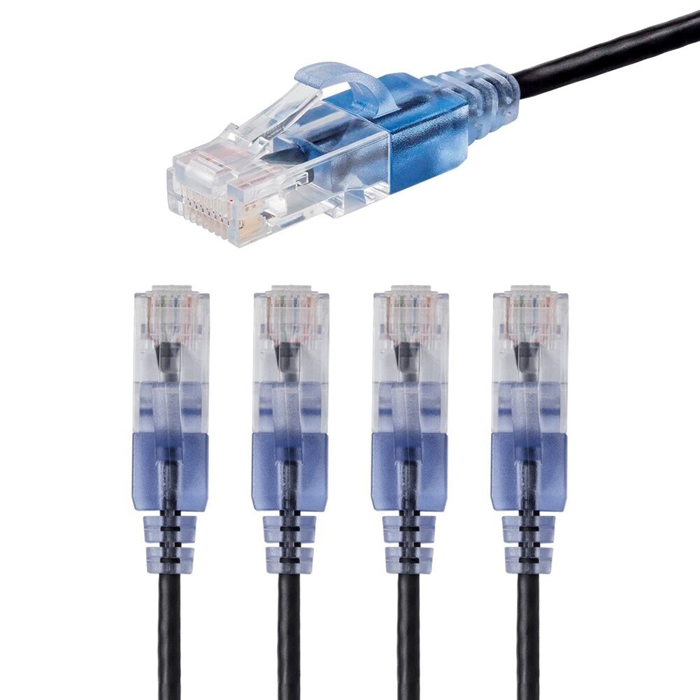 5x 30FT CAT6A RJ45 Ethernet LAN Network Patch Cable Copper 10G Slim 30AWG Black