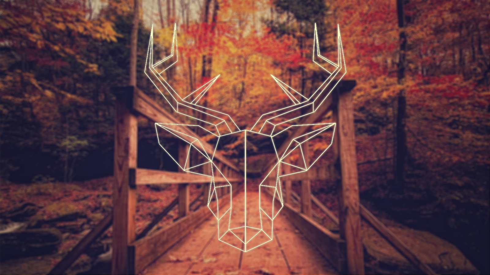 Landscape fall deer polygon art Custom Gaming Mat Desk