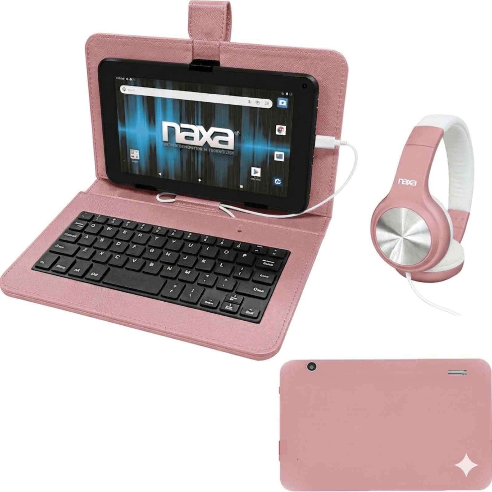 Naxa 7″ Core Android 11 Tablet Kit Rose Gold - Refurbished Grade Very Good