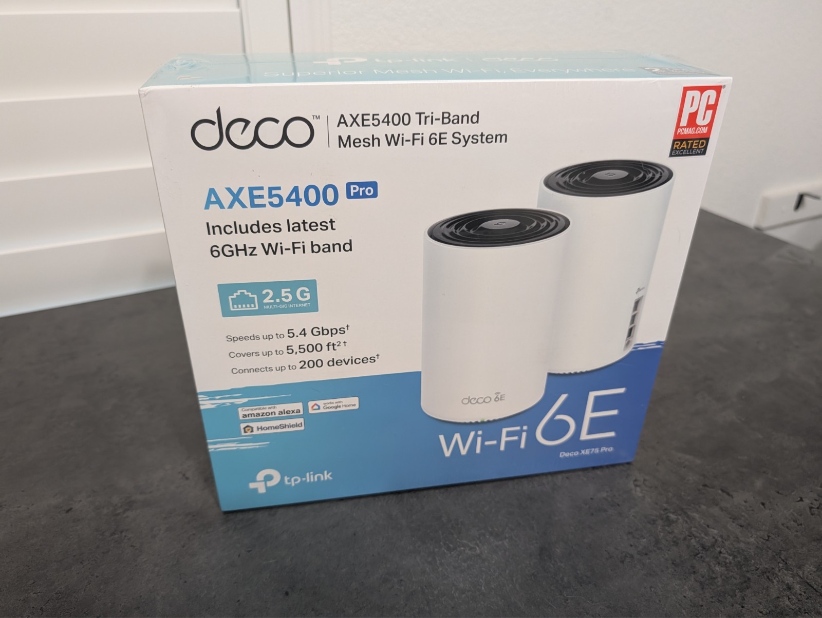 TP-Link Deco XE75 Pro AXE5400 Tri-Band WiFi 6E Mesh System (2-Pack) Wi-Fi 6E, AX
