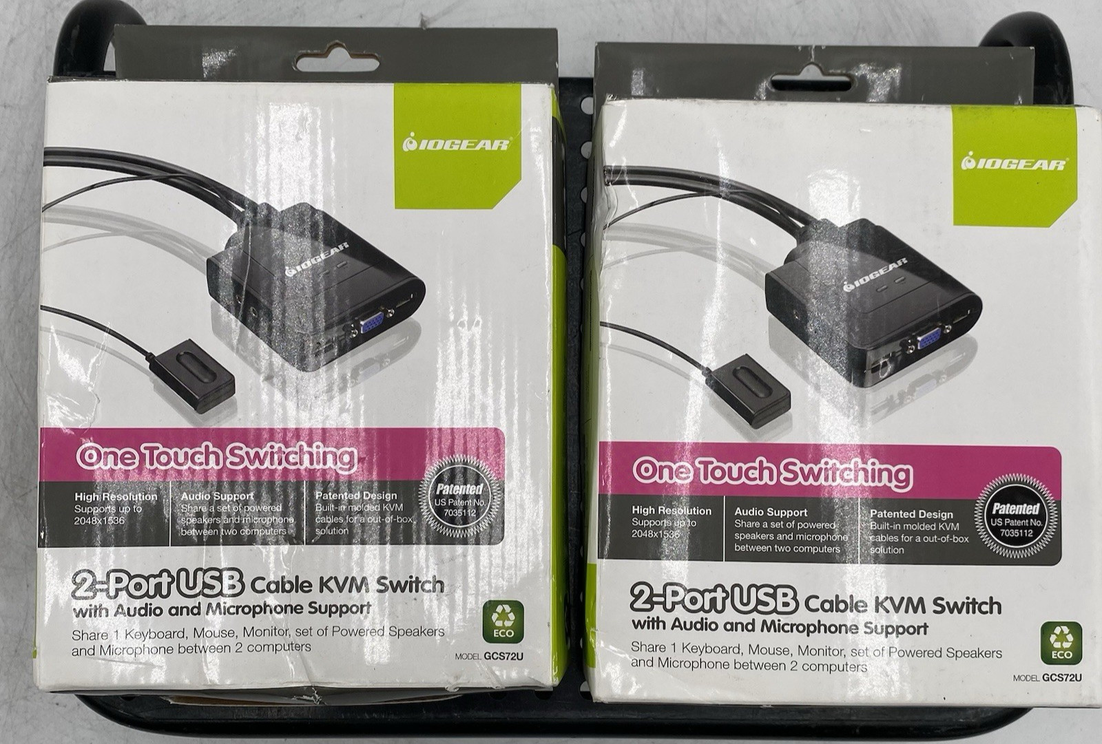 LOT OF 2 NIB Iogear GCS72U 2-Port USB Cable KVM Switch One Touch Switching