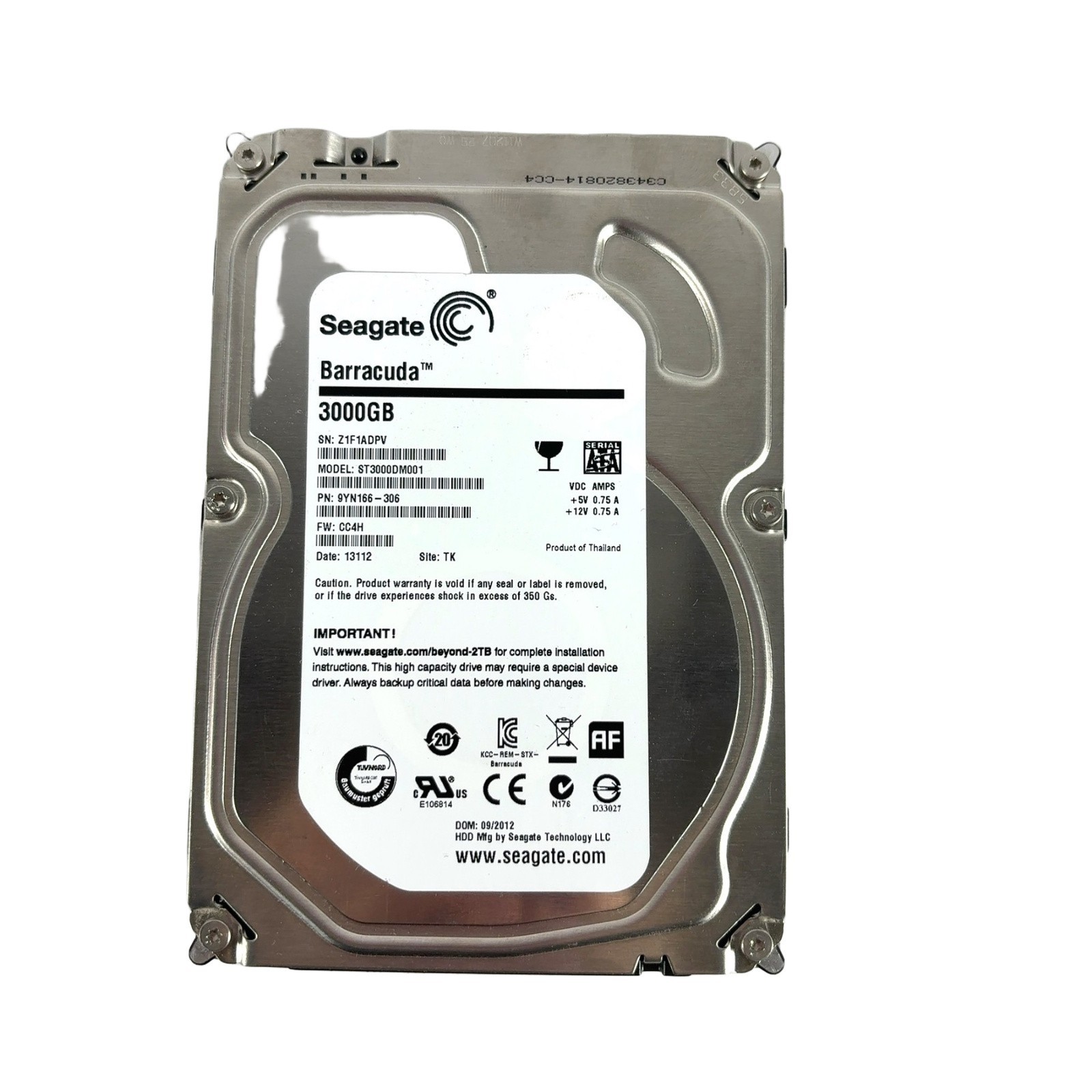 Seagate Barracuda ST3000DM001 3TB 3.5 SATA Internal HDD 7200RPM 64MB