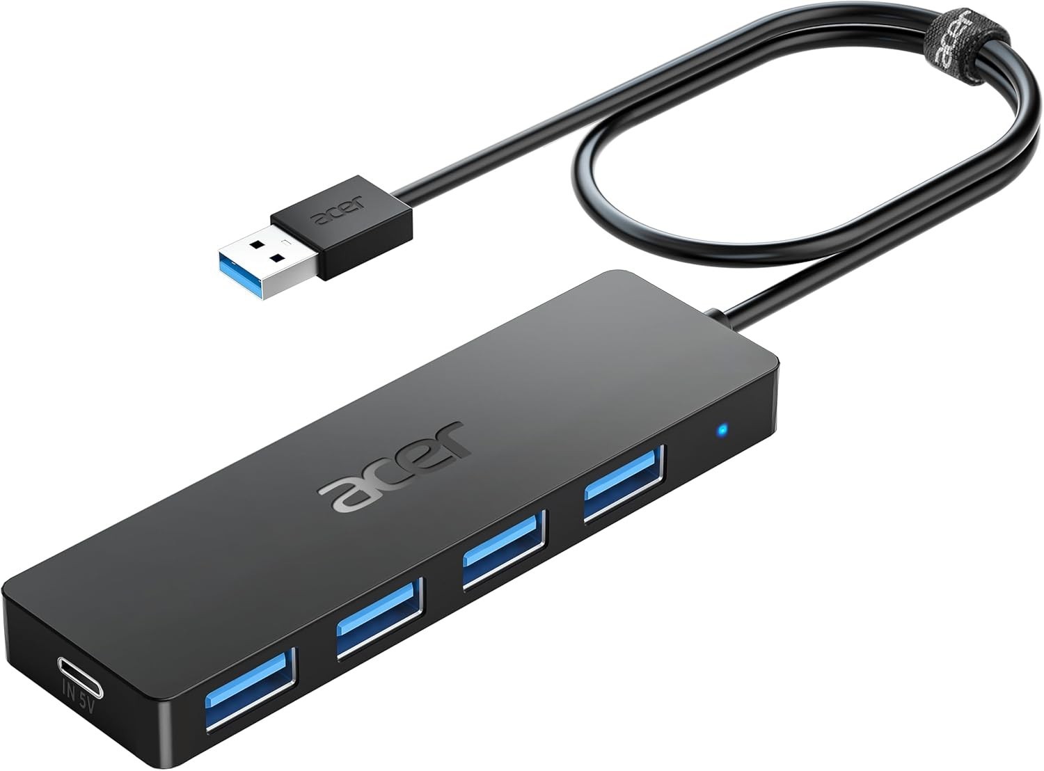 Acer 4-Port USB 3.0 Hub 5Gbps USB-A Splitter USB-C Power ACER-UH501