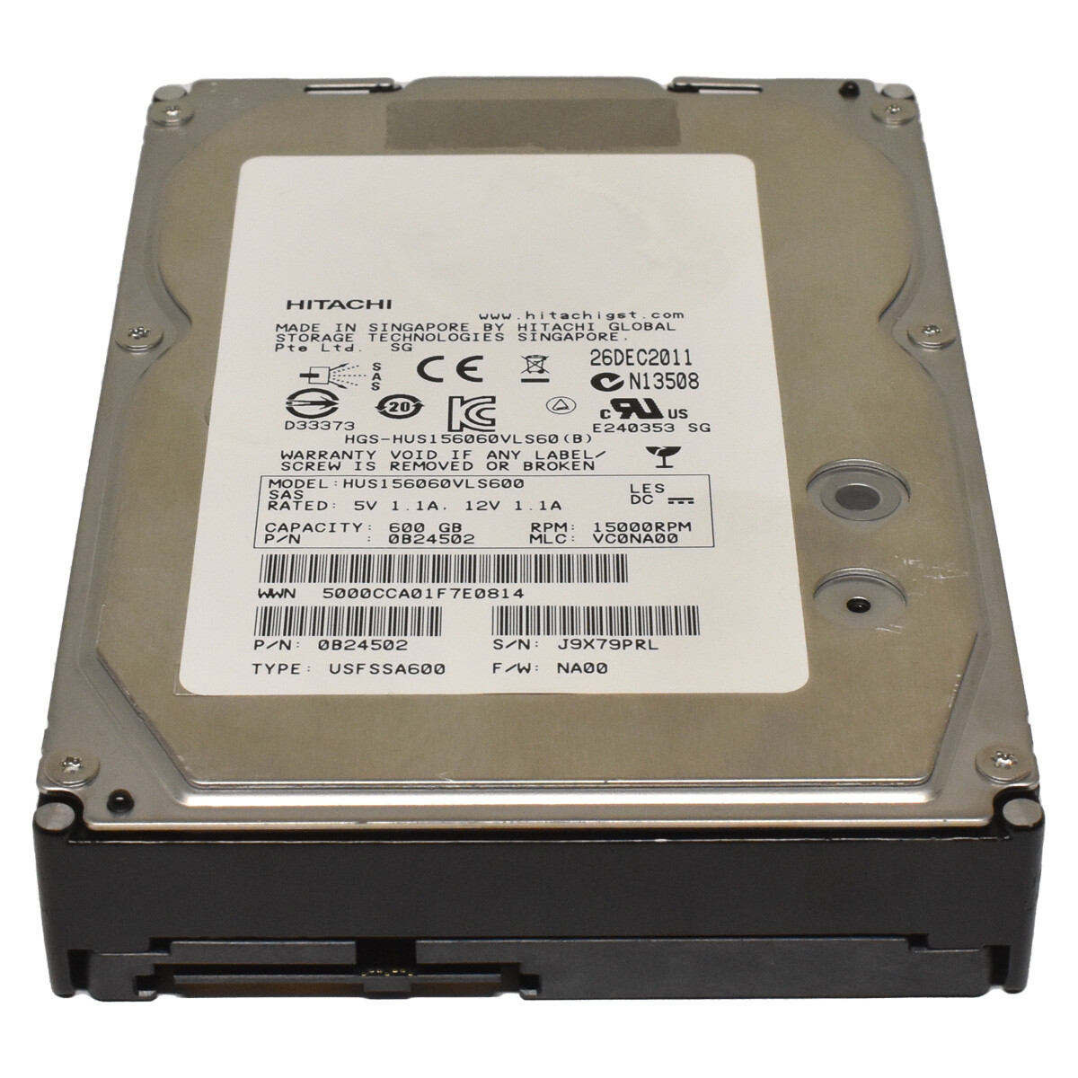 NetApp HGST 600GB SAS 3.5" HDD 6Gbps 15k HUS156060VLS600