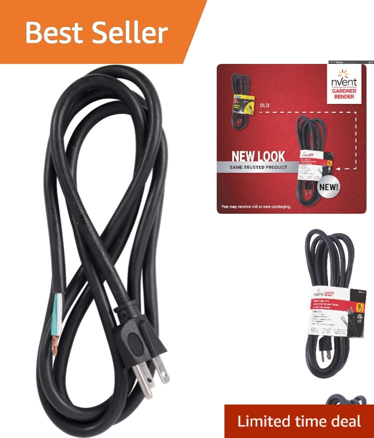 nVent Gardner Bender 9 ft Heavy-Duty Replacement Power Cord - Weather Resistant