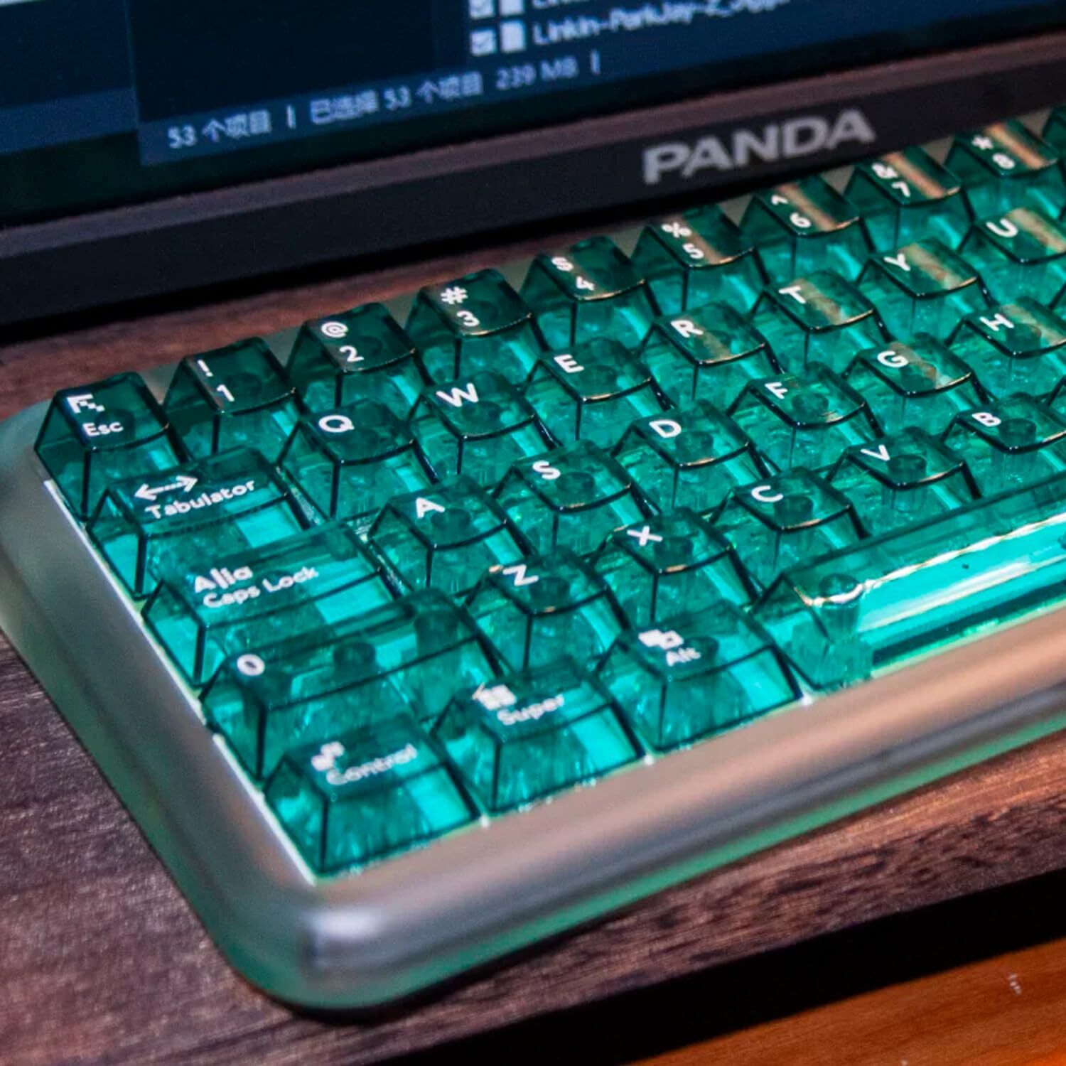 114 Keys Crystal Clear Keyboard Keycaps Transparent PC Cherry Profile Green