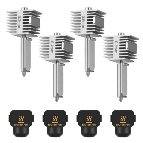 4 Pack Hardened Steel Nozzle Set: 0.2, 0.4, 0.6, 0.8mm