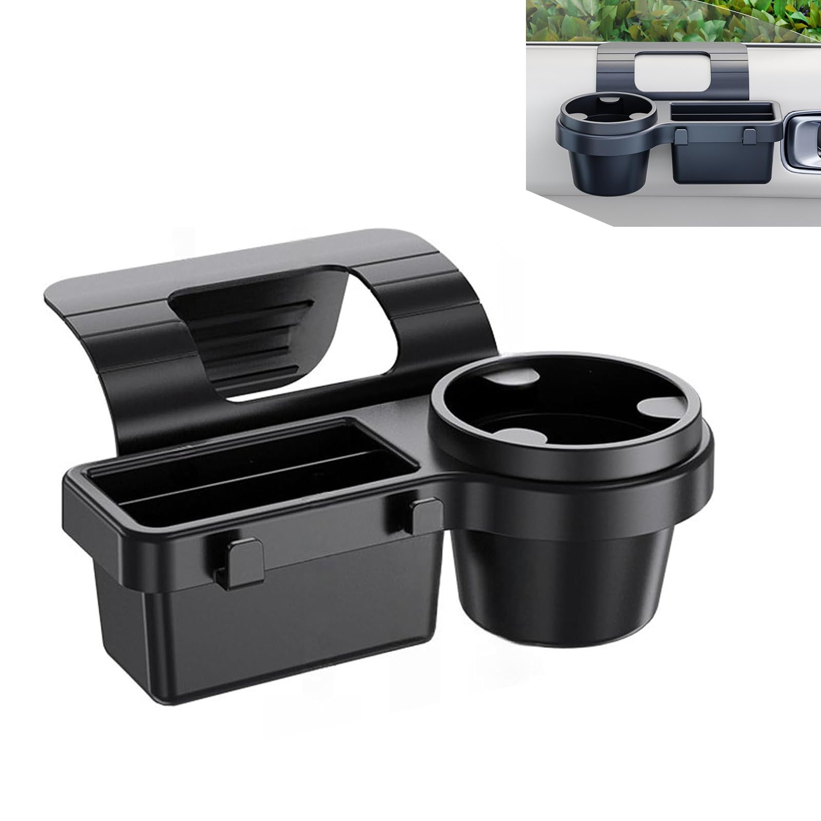 Car Door Window Organizer Storage Rack ABS Cup Holder Phone Stand Black #B