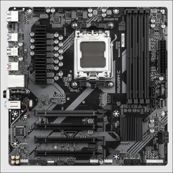 Gigabyte A620AM C AMD AMD5 MicroATX DDR5 Desktop Motherboard